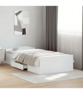 vidaXL Bed Frame with Drawers without Mattress White 100x200 cm