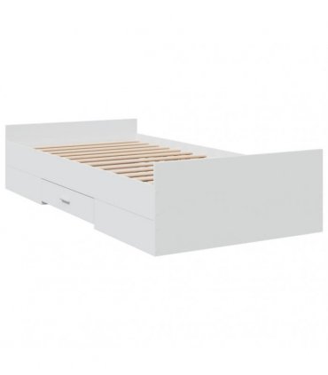 vidaXL Bed Frame with Drawers without Mattress White 100x200 cm