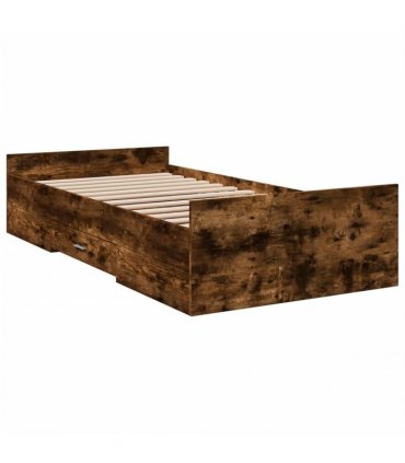 vidaXL Bed Frame with Drawers without Mattress Smoked Oak 100x200 cm