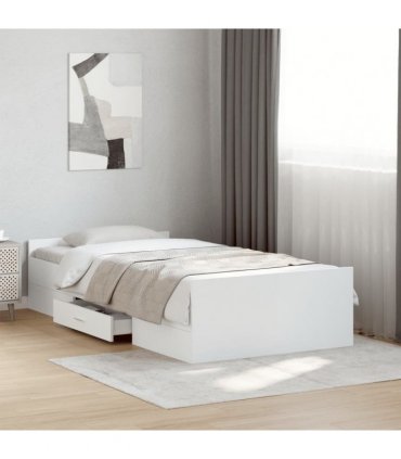 vidaXL Bed Frame with Drawers without Mattress White 90x200 cm