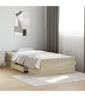vidaXL Bed Frame with Drawers without Mattress Sonoma Oak 90x200 cm