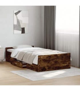 vidaXL Bed Frame with Drawers without Mattress Smoked Oak 90x190 cm