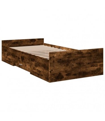 vidaXL Bed Frame with Drawers without Mattress Smoked Oak 90x190 cm
