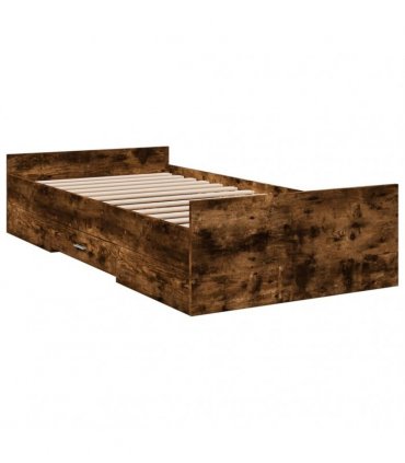 vidaXL Bed Frame with Drawers without Mattress Smoked Oak 90x190 cm