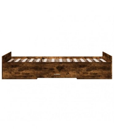 vidaXL Bed Frame with Drawers without Mattress Smoked Oak 90x190 cm