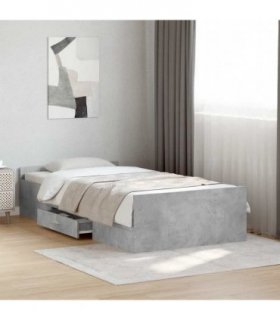 vidaXL Bed Frame with Drawers without Mattress Concrete Grey 75x190 cm