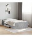 vidaXL Bed Frame with Drawers without Mattress Concrete Grey 75x190 cm