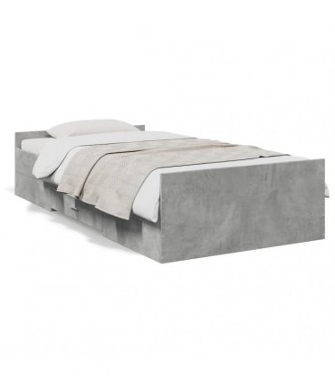 vidaXL Bed Frame with Drawers without Mattress Concrete Grey 75x190 cm