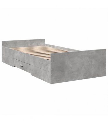 vidaXL Bed Frame with Drawers without Mattress Concrete Grey 75x190 cm