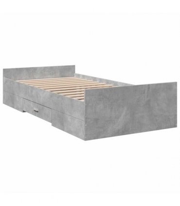vidaXL Bed Frame with Drawers without Mattress Concrete Grey 75x190 cm
