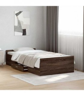 vidaXL Bed Frame with Drawers without Mattress Brown Oak 75x190 cm