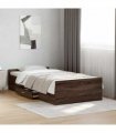 vidaXL Bed Frame with Drawers without Mattress Brown Oak 75x190 cm