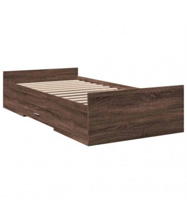 vidaXL Bed Frame with Drawers without Mattress Brown Oak 75x190 cm