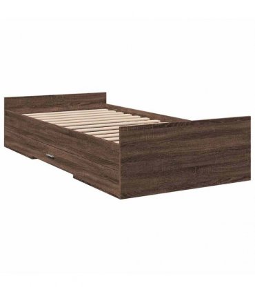 vidaXL Bed Frame with Drawers without Mattress Brown Oak 75x190 cm