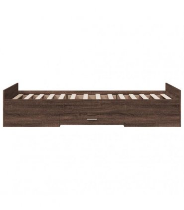 vidaXL Bed Frame with Drawers without Mattress Brown Oak 75x190 cm