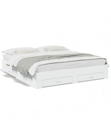 vidaXL Bed Frame with Drawers without Mattress White 200x200 cm