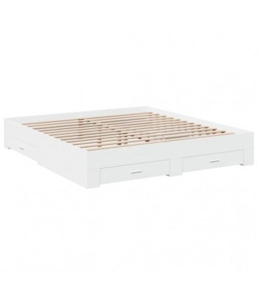 vidaXL Bed Frame with Drawers without Mattress White 200x200 cm