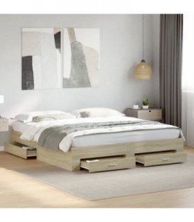 vidaXL Bed Frame with Drawers without Mattress Sonoma Oak 200x200 cm