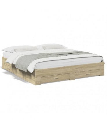 vidaXL Bed Frame with Drawers without Mattress Sonoma Oak 200x200 cm