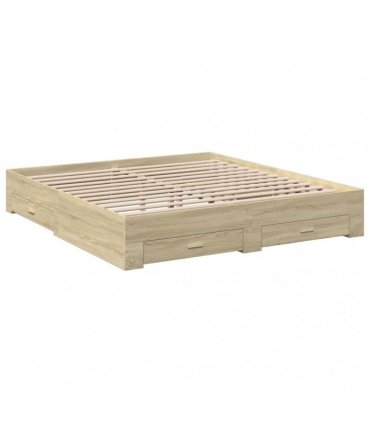 vidaXL Bed Frame with Drawers without Mattress Sonoma Oak 200x200 cm
