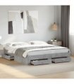 vidaXL Bed Frame with Drawers without Mattress Concrete Grey 200x200cm