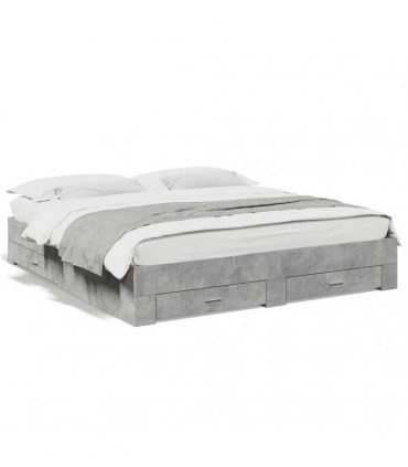 vidaXL Bed Frame with Drawers without Mattress Concrete Grey 200x200cm