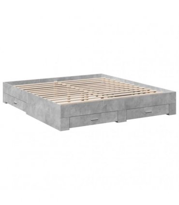 vidaXL Bed Frame with Drawers without Mattress Concrete Grey 200x200cm