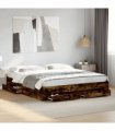 vidaXL Bed Frame with Drawers without Mattress Smoked Oak 200x200 cm