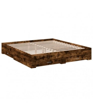 vidaXL Bed Frame with Drawers without Mattress Smoked Oak 200x200 cm