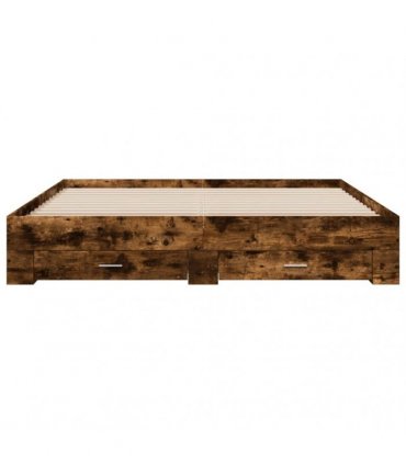 vidaXL Bed Frame with Drawers without Mattress Smoked Oak 200x200 cm