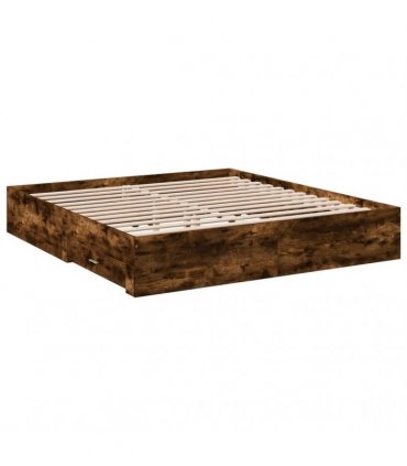 vidaXL Bed Frame with Drawers without Mattress Smoked Oak 200x200 cm