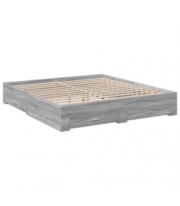 vidaXL Bed Frame with Drawers without Mattress Grey Sonoma 200x200 cm