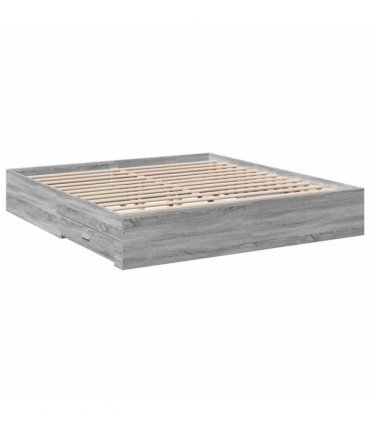 vidaXL Bed Frame with Drawers without Mattress Grey Sonoma 200x200 cm