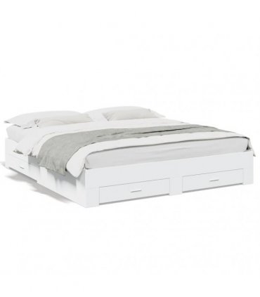 vidaXL Bed Frame with Drawers without Mattress White 180x200 cm