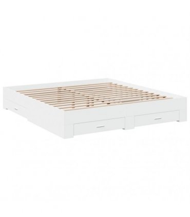vidaXL Bed Frame with Drawers without Mattress White 180x200 cm
