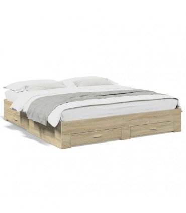 vidaXL Bed Frame with Drawers without Mattress Sonoma Oak 180x200 cm