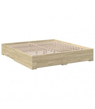 vidaXL Bed Frame with Drawers without Mattress Sonoma Oak 180x200 cm