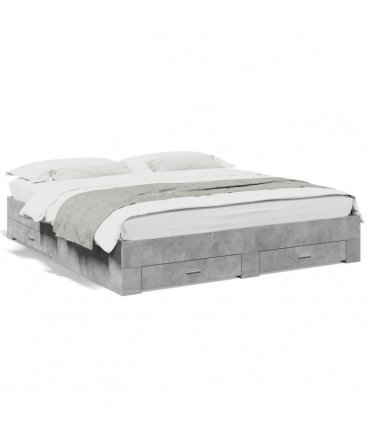 vidaXL Bed Frame with Drawers without Mattress Concrete Grey 180x200cm
