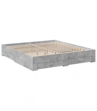 vidaXL Bed Frame with Drawers without Mattress Concrete Grey 180x200cm