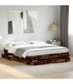 vidaXL Bed Frame with Drawers without Mattress Smoked Oak 180x200 cm