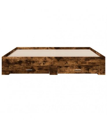 vidaXL Bed Frame with Drawers without Mattress Smoked Oak 180x200 cm