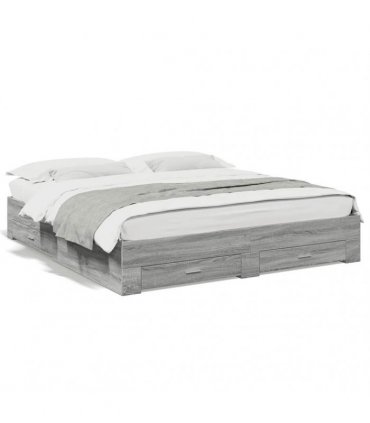 vidaXL Bed Frame with Drawers without Mattress Grey Sonoma 180x200 cm