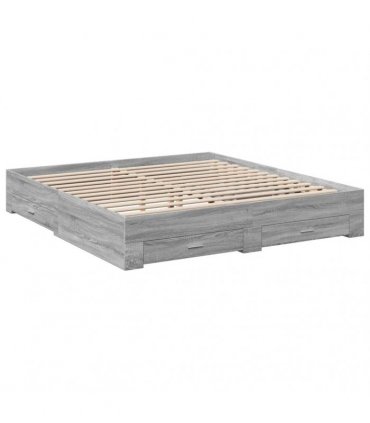 vidaXL Bed Frame with Drawers without Mattress Grey Sonoma 180x200 cm