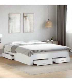 vidaXL Bed Frame with Drawers without Mattress White 160x200 cm