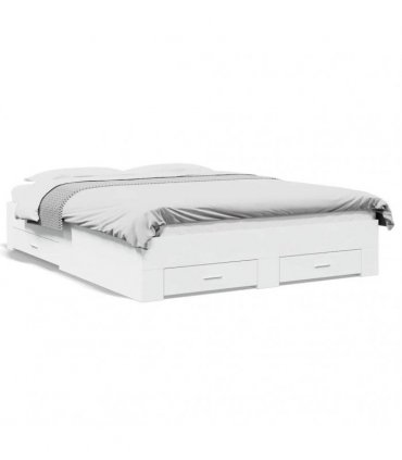 vidaXL Bed Frame with Drawers without Mattress White 160x200 cm