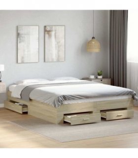 vidaXL Bed Frame with Drawers without Mattress Sonoma Oak 160x200 cm