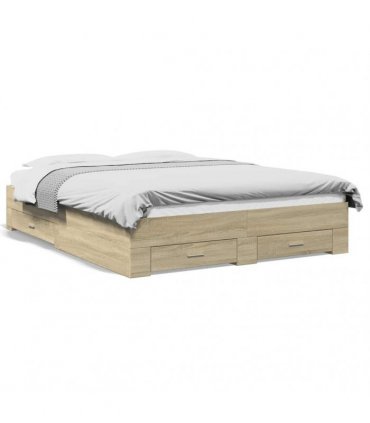 vidaXL Bed Frame with Drawers without Mattress Sonoma Oak 160x200 cm