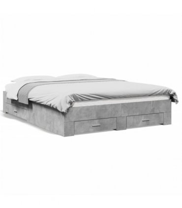 vidaXL Bed Frame with Drawers without Mattress Concrete Grey 160x200cm
