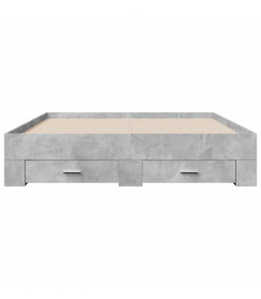 vidaXL Bed Frame with Drawers without Mattress Concrete Grey 160x200cm