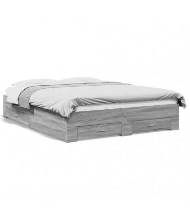 vidaXL Bed Frame with Drawers without Mattress Grey Sonoma 160x200 cm